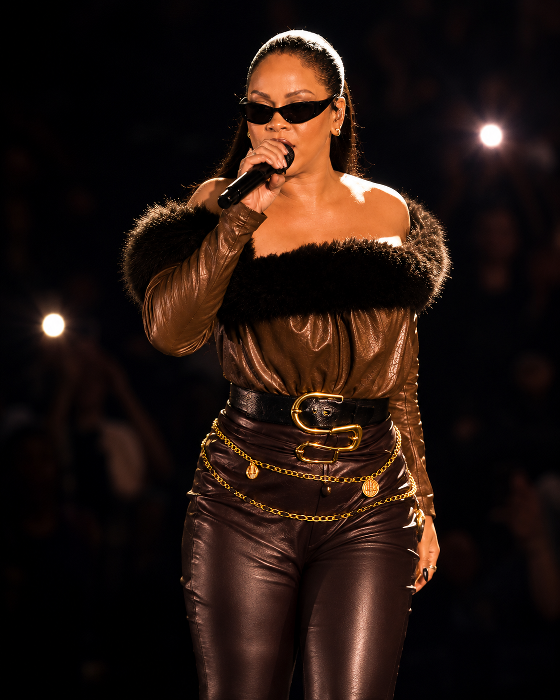 Rihanna performing at Jay Z's concert in Yankees Stadium